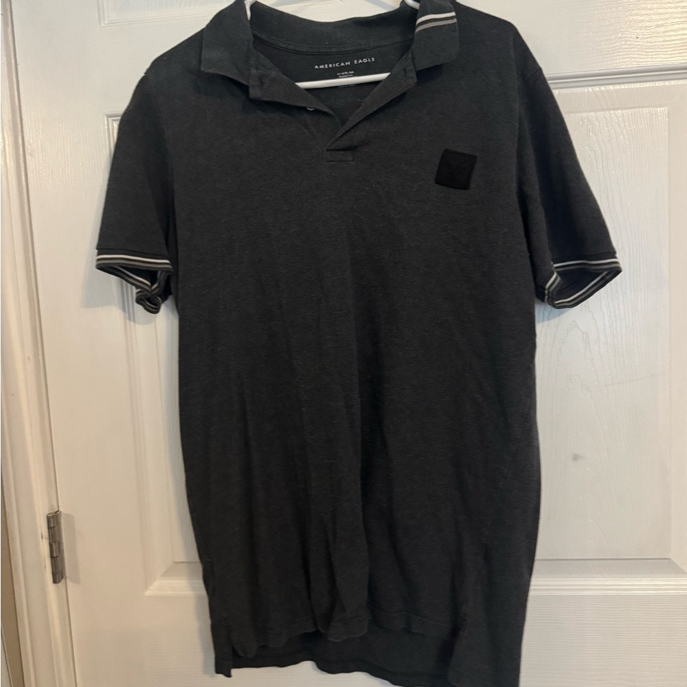 American Eagle Outfitters Men's Charcoal Polo Size Large Tall